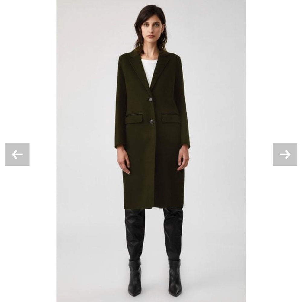 BNWT! Mackage Hens Army Wool & Leather Trim 3/4 Length Coat, XS